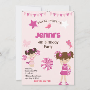 Invitation de fête d'anniversaire pom-pom girl