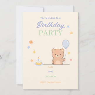 Invitation de fête d'anniversaire pour enfants au 