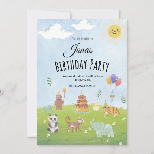Invitation de fête d'anniversaire pour les enfants (Devant)
