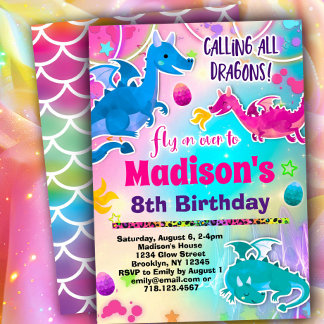 Invitation de fête d'anniversaire pour les filles