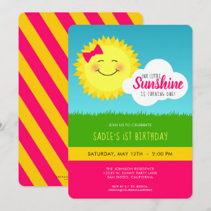 Invitation de fête d'anniversaire rose et jaune so