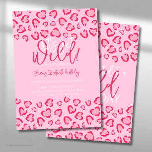Invitation de fête d'anniversaire rose léopard imp