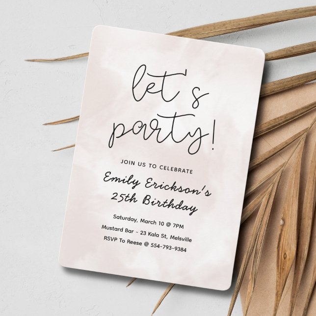 Invitation de fête d'anniversaire rose moderne (Créateur téléchargé)