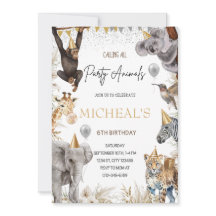 Invitation de fête d'anniversaire Safari Animal ED