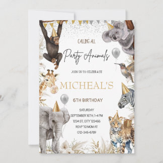 Invitation de fête d'anniversaire Safari Animal ED