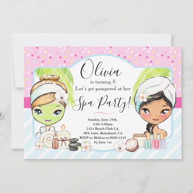 Invitation de fête d'anniversaire spa (Devant)