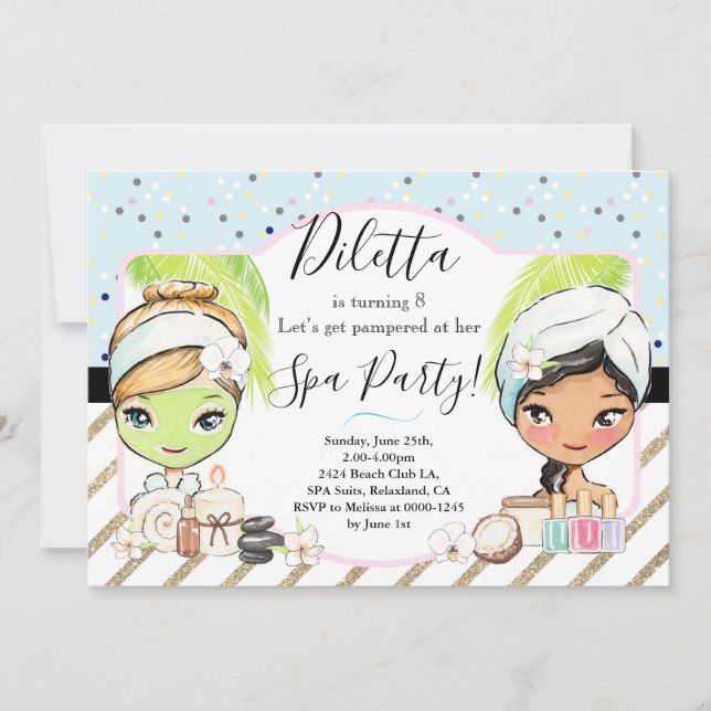 Invitation de fête d'anniversaire spa (Devant)