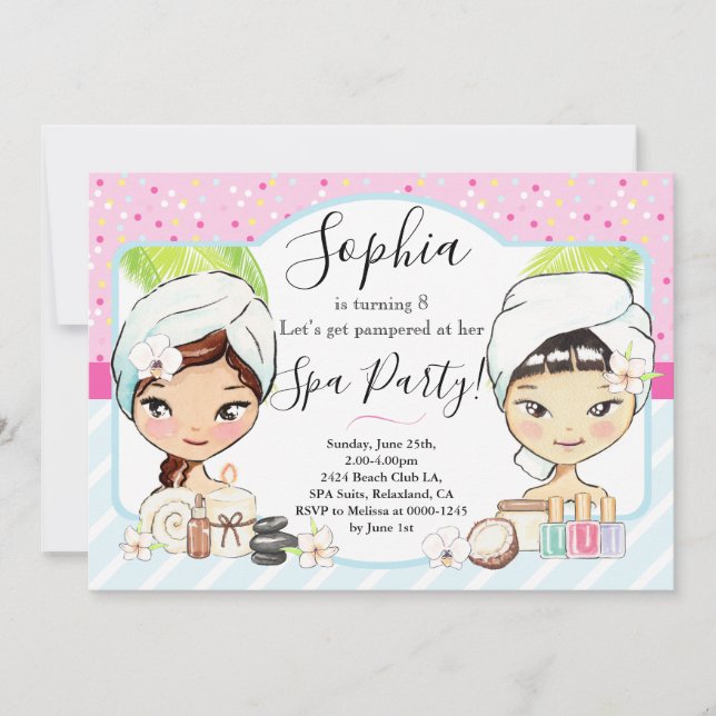Invitation de fête d'anniversaire spa (Devant)