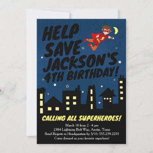 Invitation de fête d'anniversaire Superhero