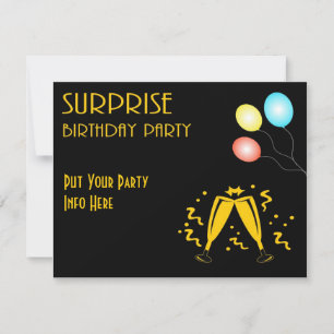 Invitation de fête d'anniversaire Surprise Texte p