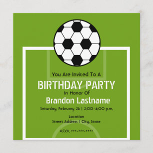 invitation de fête d'anniversaire - terrain de foo