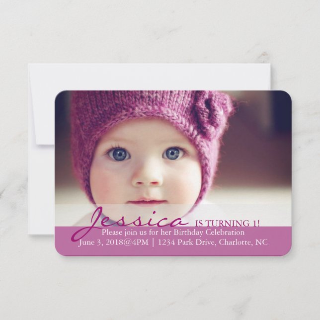 Invitation de fête d'anniversaire| Tourner 1 ! (Devant)