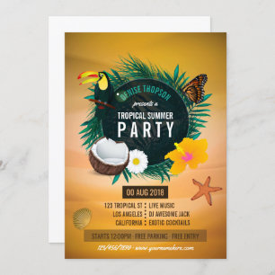 Invitation de fête d'anniversaire tropicale
