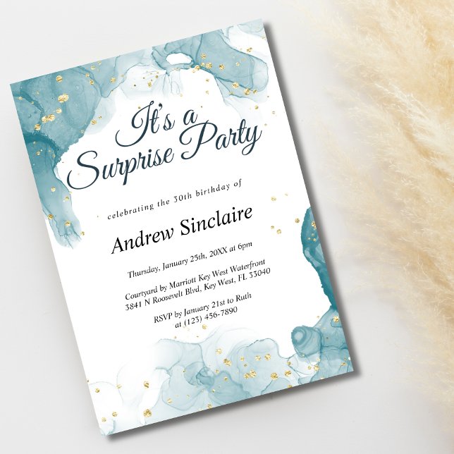 Invitation de fête d'anniversaire turquoise et Gol (Créateur téléchargé)