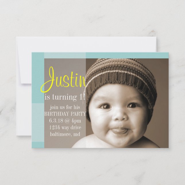 Invitation de fête d'anniversaire | Un segment ble (Devant)