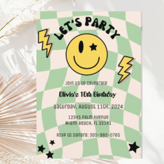 Invitation de fête d'anniversaire vert sauge Prépa