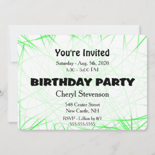 Invitation de fête d'anniversaire verte