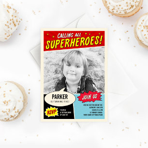 Invitation de fête d'anniversaire vintage Comic Su