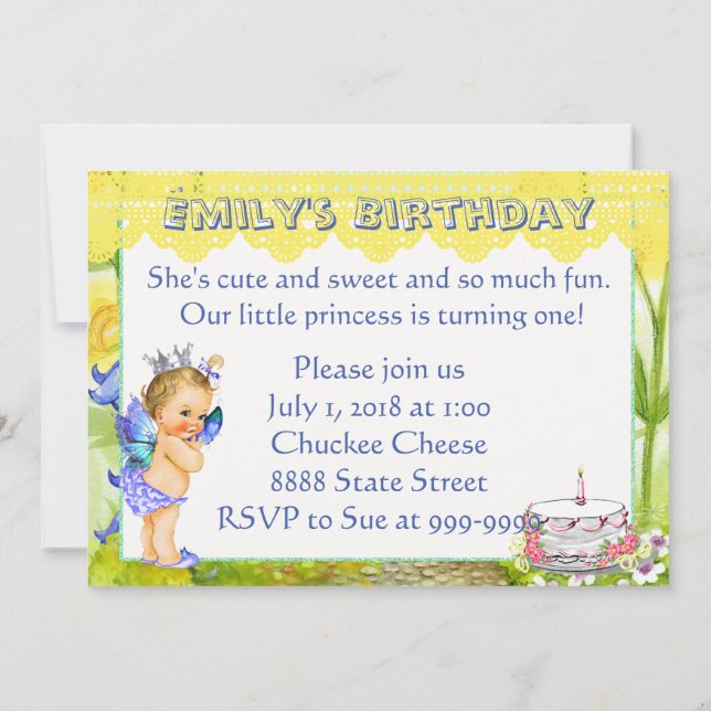 Invitation de fête d'anniversaire Vintage Princess (Dos)