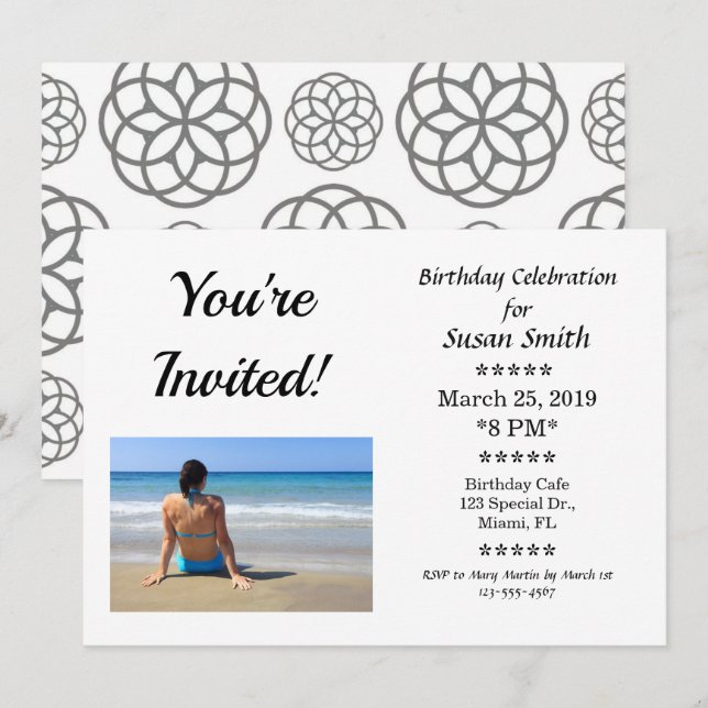 Invitation de fête d'anniversaire Vous êtes invité (Devant / Derrière)