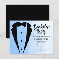 Invitation de fête de bachelor avec nœud papillon
