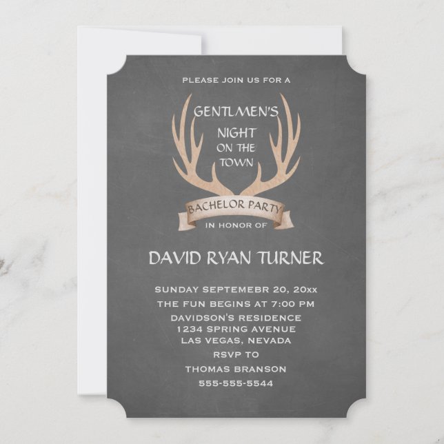 Invitation de fête de bachelor chic rustique avec  (Devant)