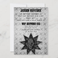 Invitation de fête de bachelor crâne Grunge, Noir
