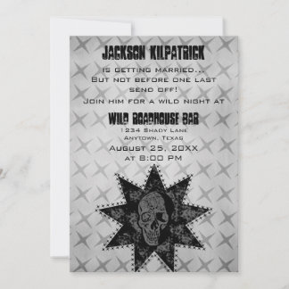 Invitation de fête de bachelor crâne Grunge, Noir