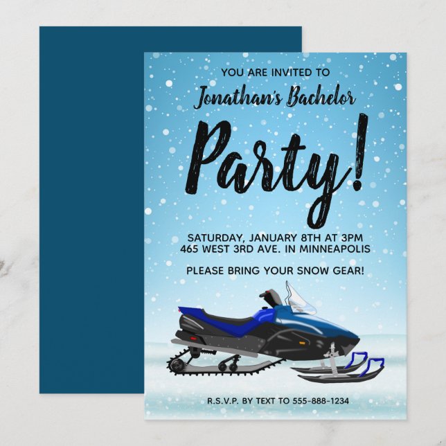 Invitation de fête de bachelor en hiver pour moton (Devant / Derrière)
