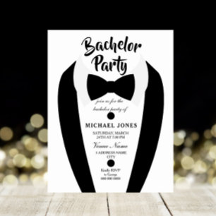 Invitation de fête de bachelor en nœud papillon en