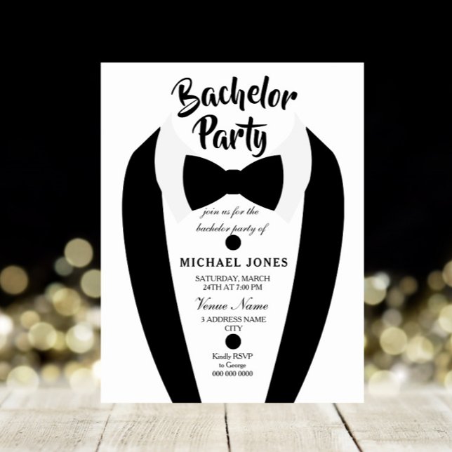 Invitation de fête de bachelor en nœud papillon Sm (Créateur téléchargé)