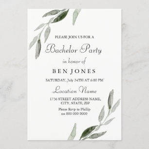 Invitation de fête de bachelor masculine feuille v