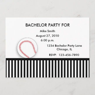 Invitation de fête de Bachelor noir blanc baseball