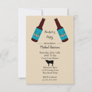 Invitation de fête de bachelor rustique avec boute