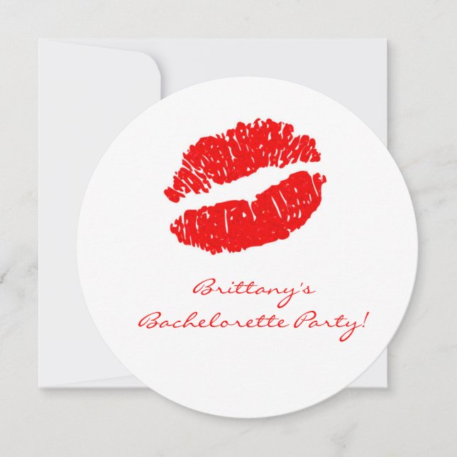Invitation de fête de bachelorette avec baiser de  (Devant)