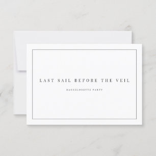 Invitation de fête de bachelorette blanche moderne