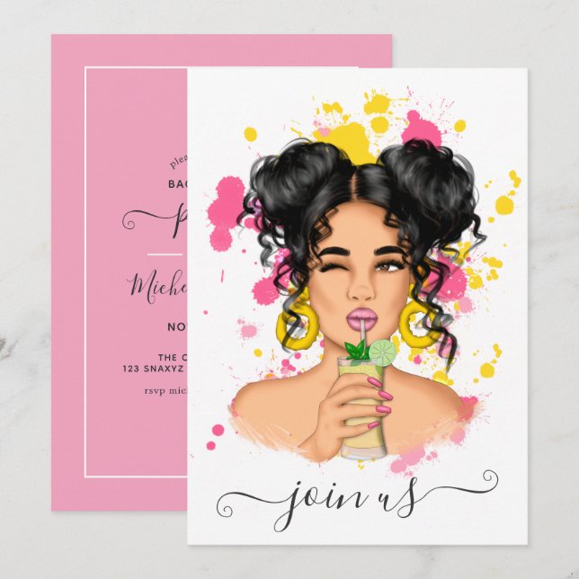 Invitation de fête de bachelorette d'été (Devant / Derrière)
