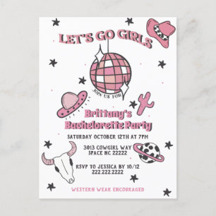 Invitation de fête de bachelorette Space Cowgirl