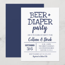 Invitation de fête de bière et de couche | Marine