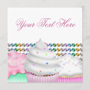 Invitation de fête de buffet de bonbons Cupcake ro