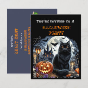 Invitation de fête de costume d'Halloween noir pou