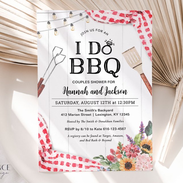 Invitation de Fête de Couple pour un BBQ de Mariag (I Do BBQ Invitation)