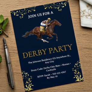 Invitation de fête de derby de course de chevaux v
