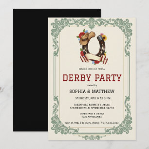 Invitation de fête de derby équestre vintage