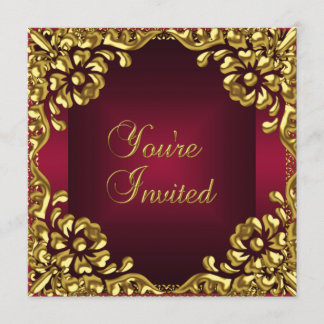 Invitation de fête de design chic or bordeaux roug