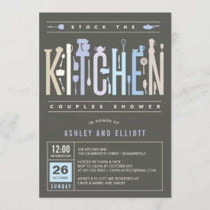 Invitation de fête de douche de couples de cuisine