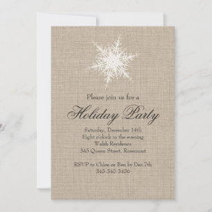 Invitation de Fête de Fête de Snowflake Burlap