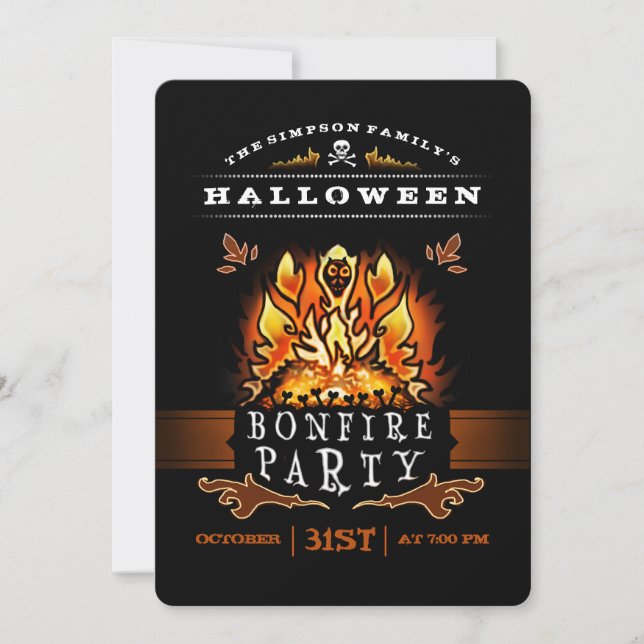 Invitation de fête de feu d'Halloween (Devant)