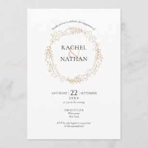 Invitation de fête de fiançailles à la guirlande f