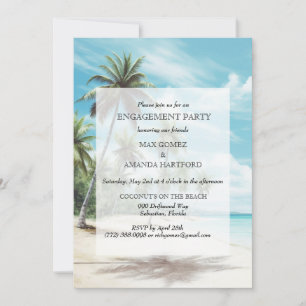 Invitation de fête de fiançailles à la plage à l'a
